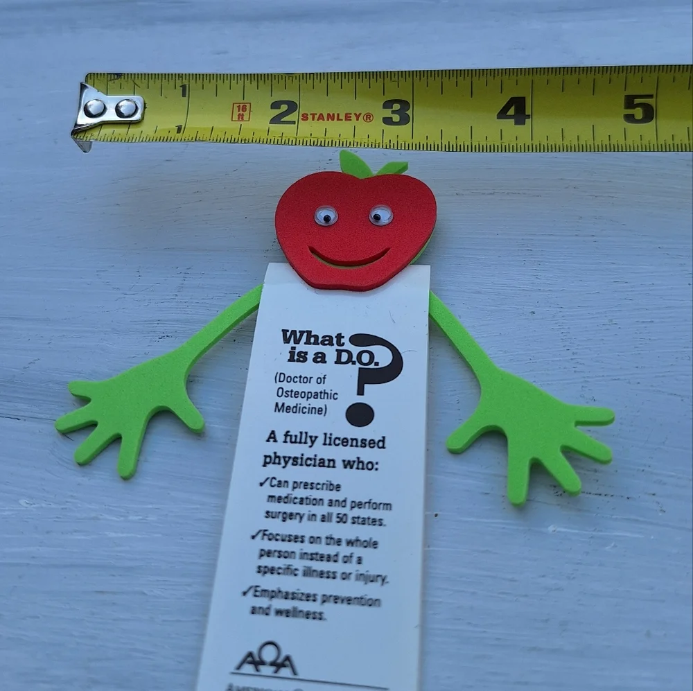Googly Eyes Vintage Bookmark Apple Head American Osteopathic Doctor Association